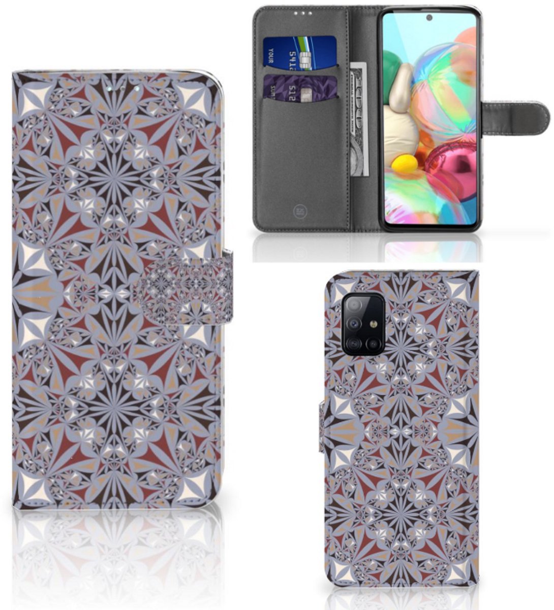 Samsung Galaxy A71 Bookcase Flower Tiles