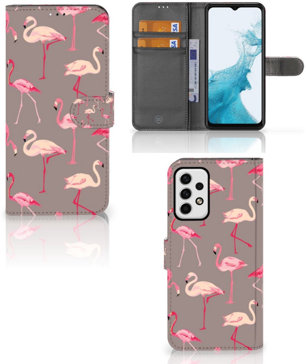 Samsung Galaxy A23 Telefoonhoesje met Pasjes Flamingo