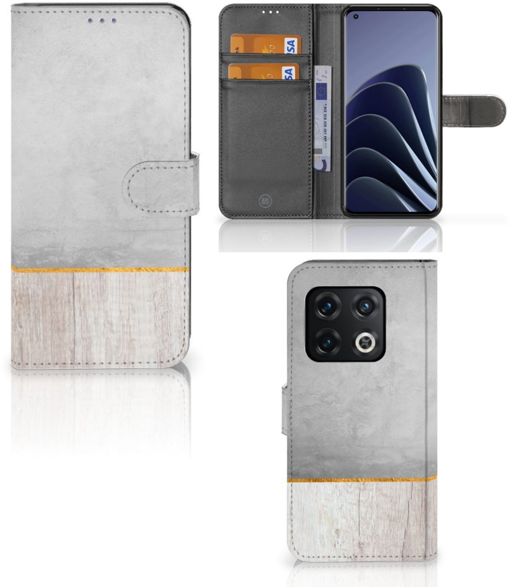OnePlus 10 Pro Book Style Case Wood Concrete