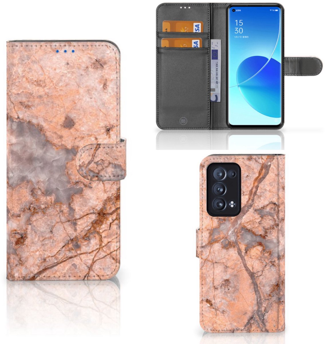 OPPO Reno 6 Pro Plus 5G Bookcase Marmer Oranje