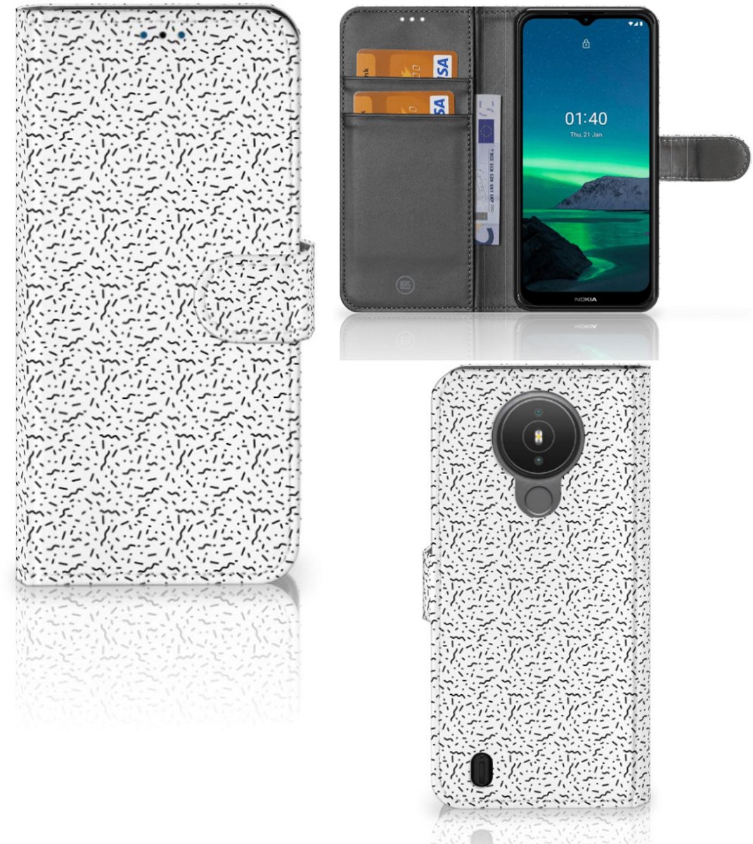 Nokia 1.4 Telefoon Hoesje Stripes Dots