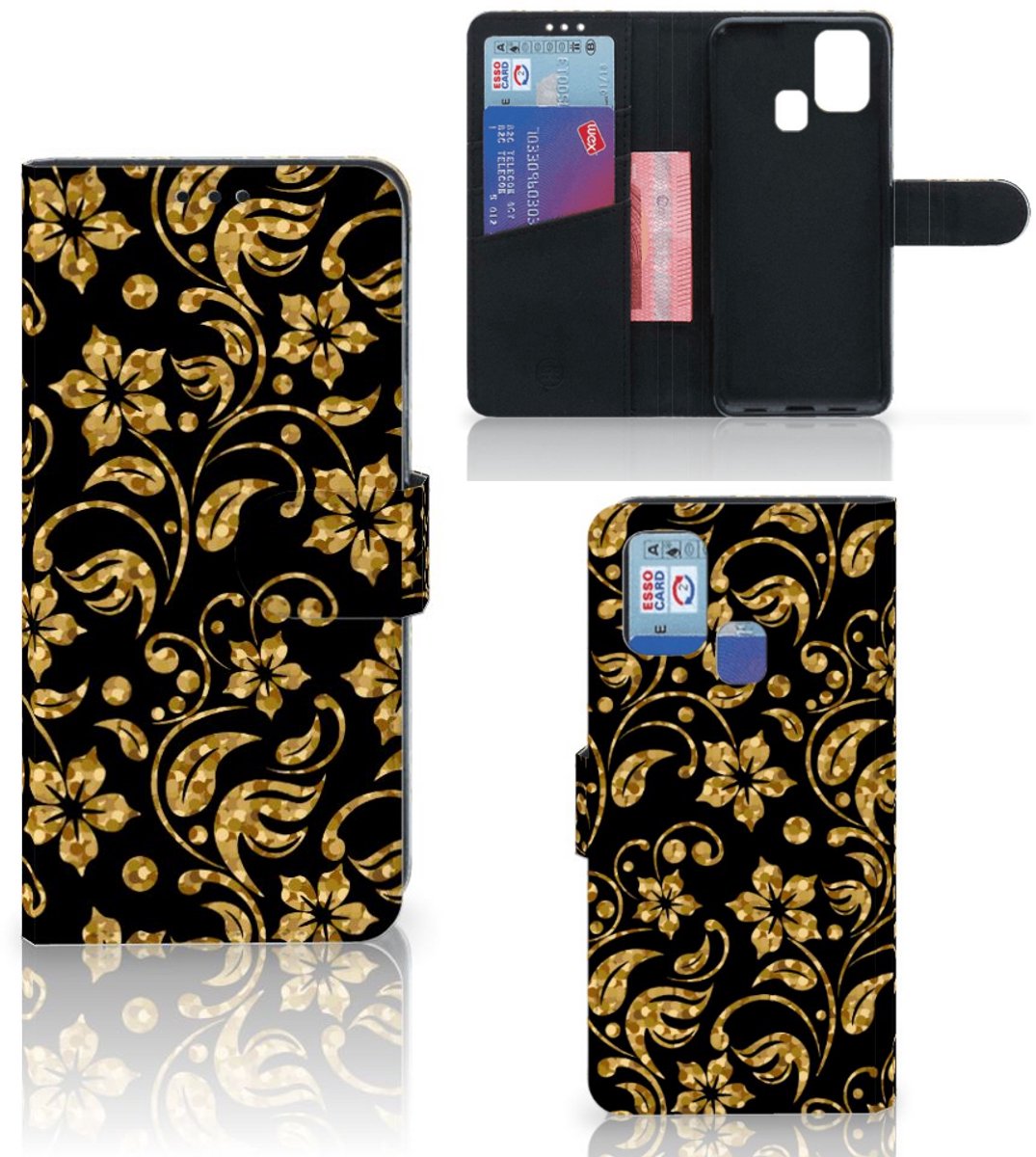 Samsung Galaxy M31 Hoesje Gouden Bloemen