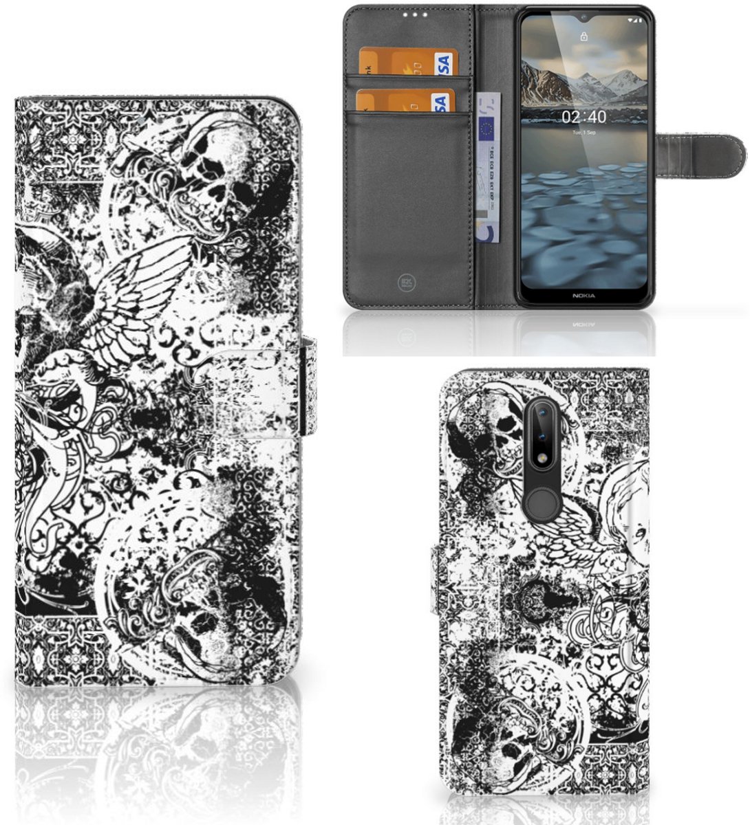 Telefoonhoesje met Naam Nokia 2.4 Skulls Angel