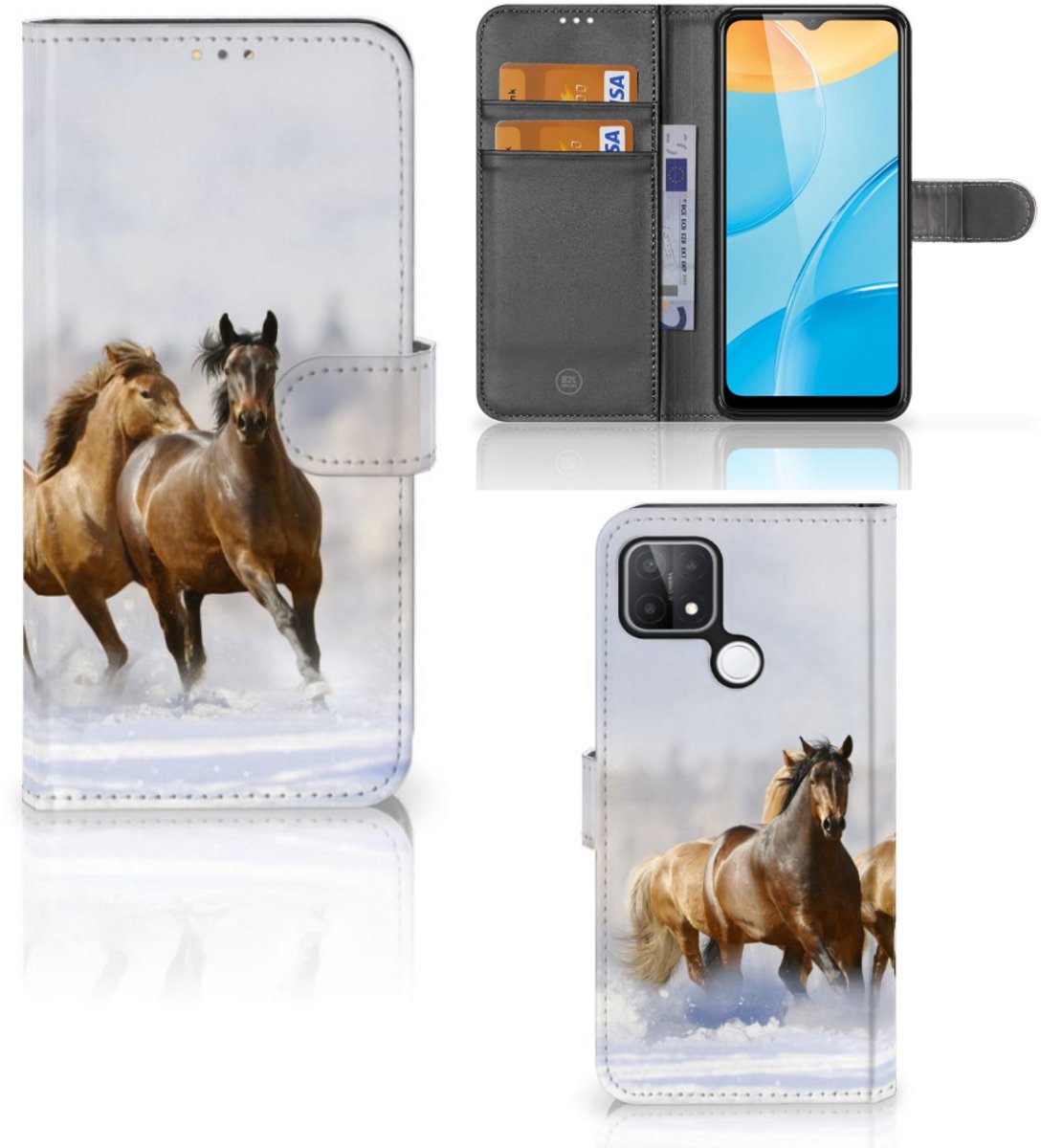 OPPO A15 Telefoonhoesje met Pasjes Paarden