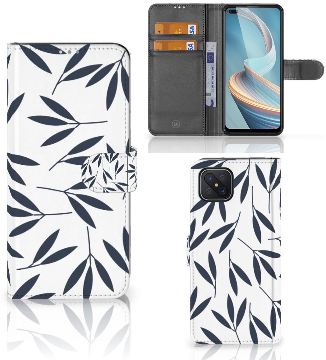 OPPO Reno4 Z Hoesje Leaves Blue