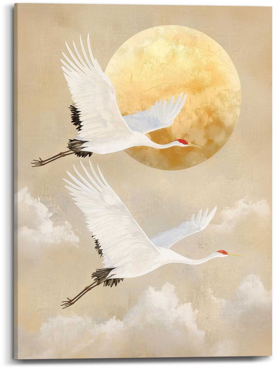 Schilderij Kraanvogels - 70 x 50 - Canvas - REINDERS