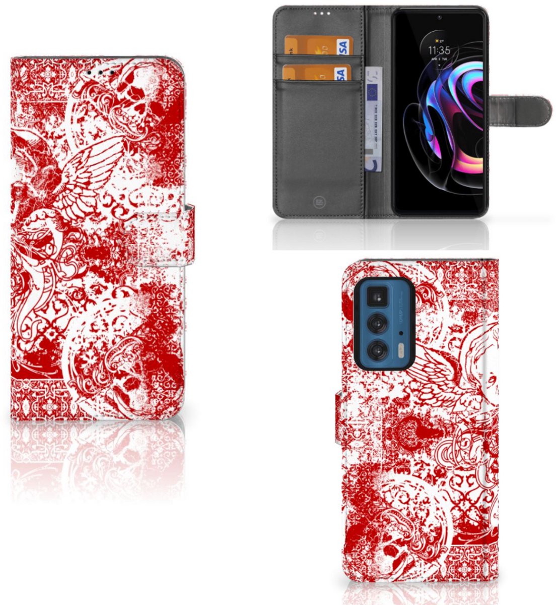 Telefoonhoesje met Naam Motorola Edge 20 Pro Angel Skull Rood