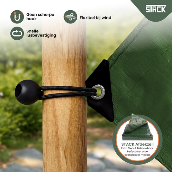 STACK Zeilspanner met Bal - 10 Stuks - Spanrubbers - Spanelastieken - Spanband voor Bootzeil/Zeil/Spandoeken/Schaduwdoek/Aanhangwagen/Tent - Koord Spanners - Tentspanner - Spanelastiek van STACK — afbeelding 2