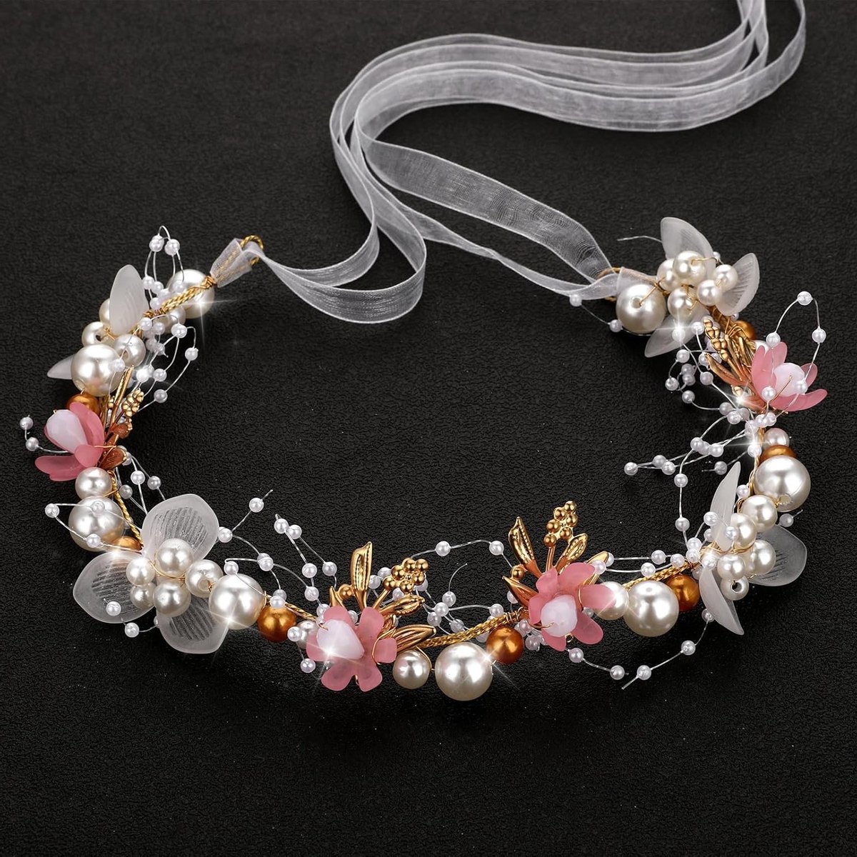 Haaraccessoires voor Meisjes en Vrouwen, Bloem Meisjes Hoofdband voor Bruiloft, Prinses Haarbanden en Hoofddeksels in Roze