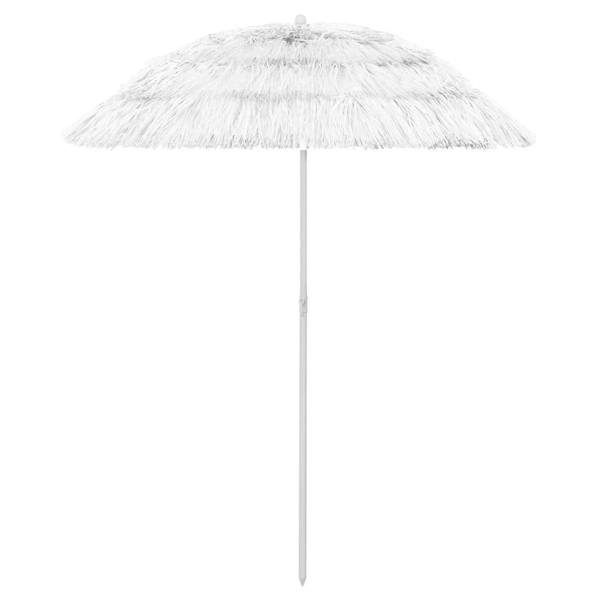 Hawaï Strandparasol - Ø 160 cm - Wit - Kantelbaar - Tropische Tiki Parasol - UV-bestendig - Hoogte 180 cm - Voor Strand, Tuin en Balkon