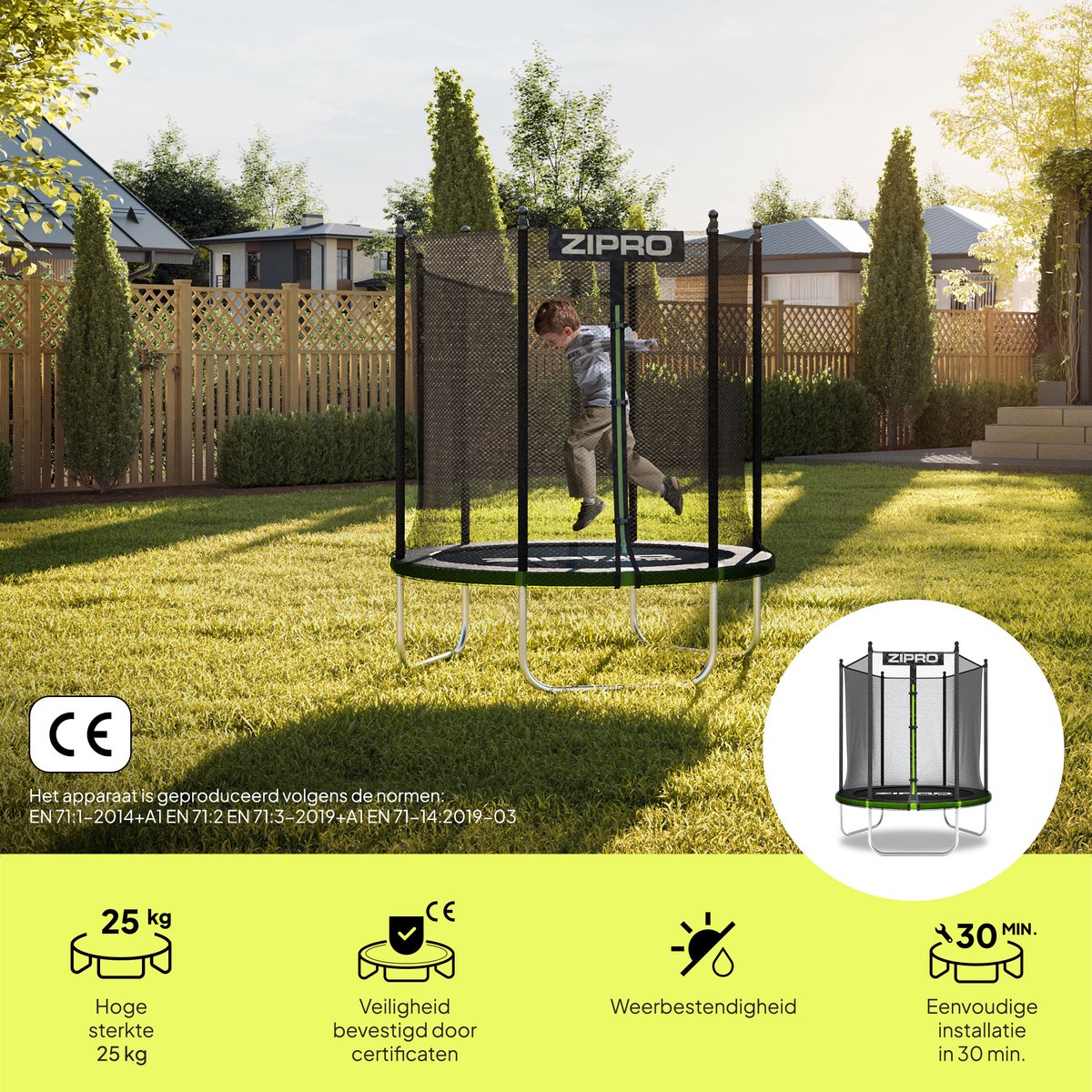ZIPRO Jump Pro OUT - Mini Trampoline voor kinderen - Ø127cm 4FT - met veiligheidsnet - UV-bestendig — afbeelding 2