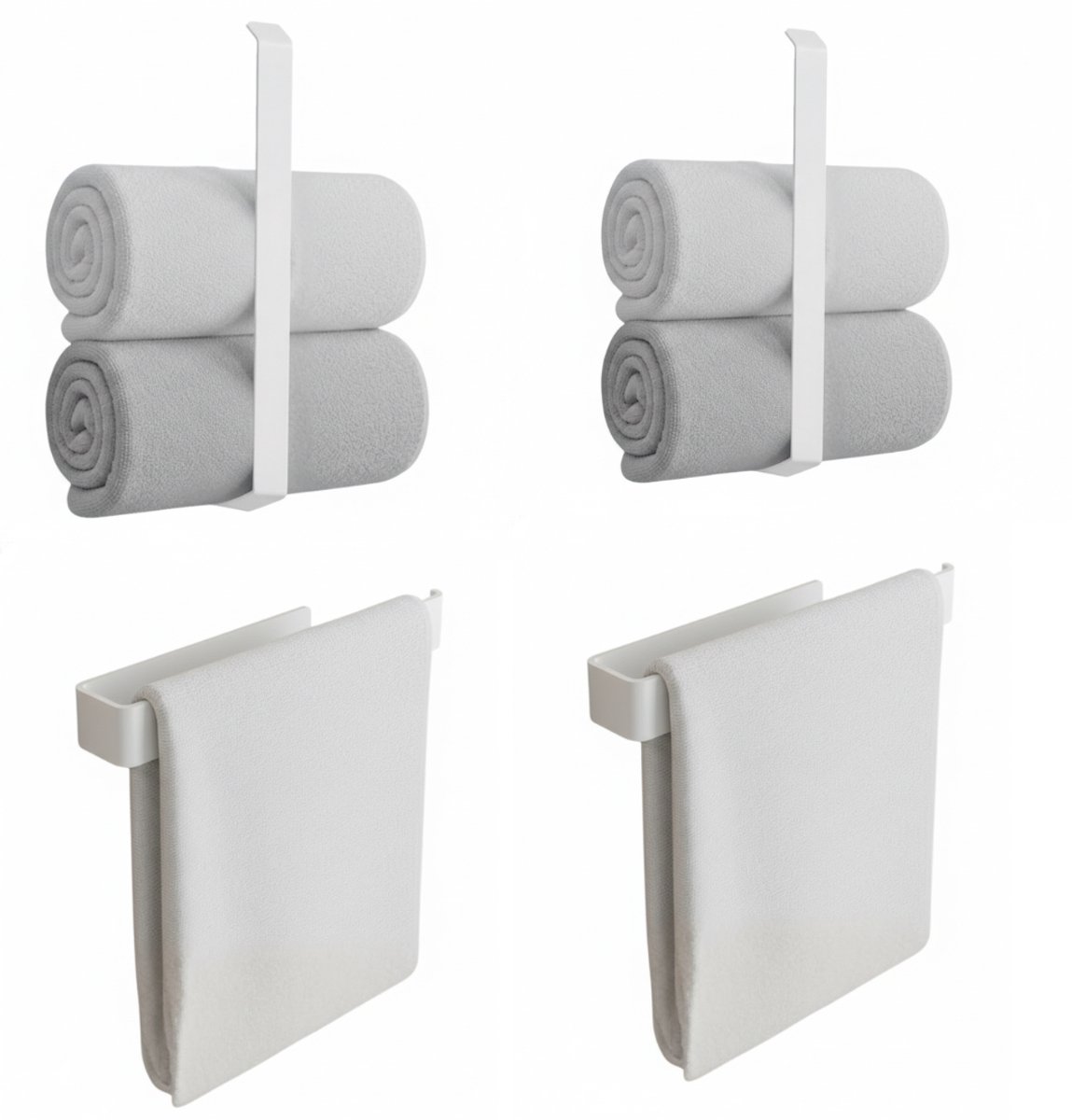 Anwicar Handdoekenrek Zonder Boren Set 2 - Breedte 30 cm - Towel Holder - Wit 30x20x6 cm
