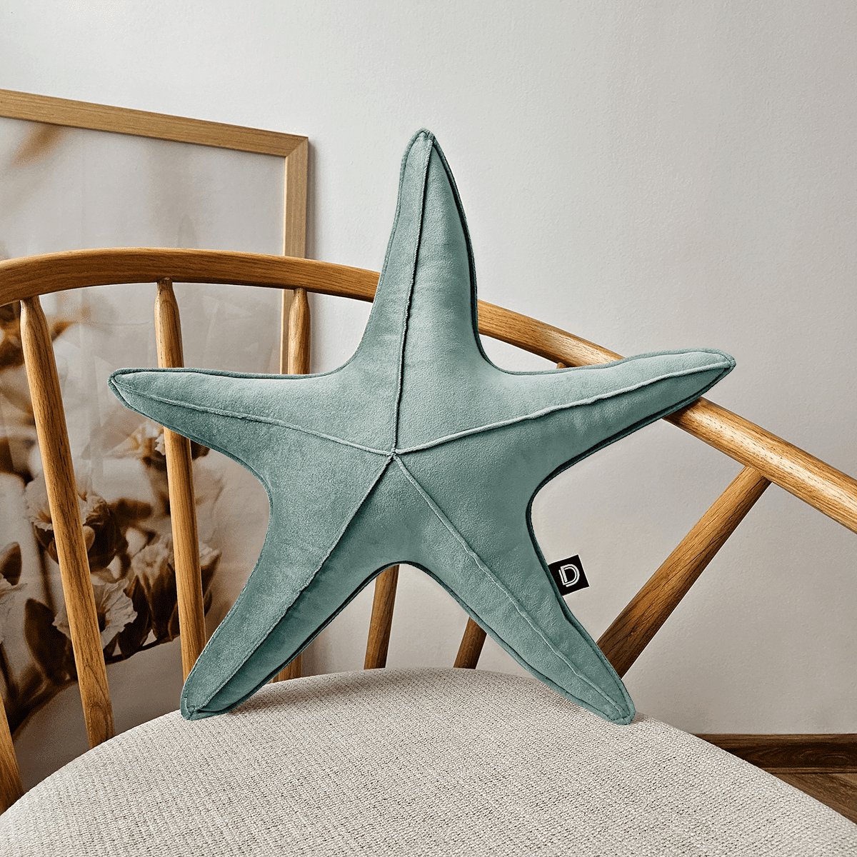 Decordruk VELVET - Grote Ster Kussen - Miętowy - Decoratief