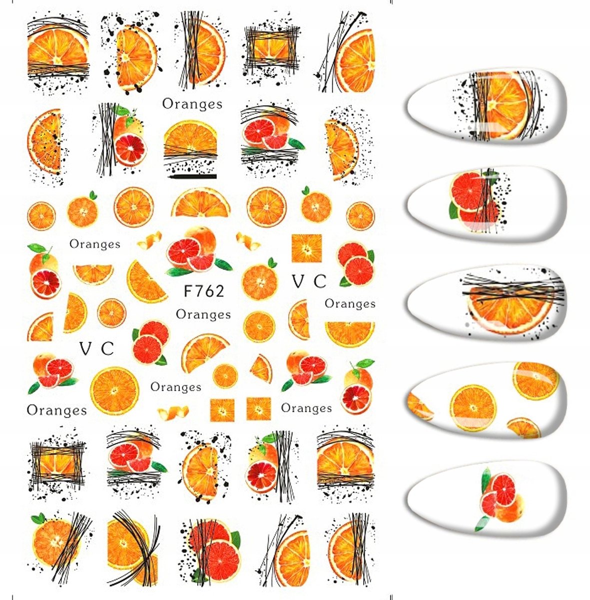 Frezarkowo - Samoprzichend Nagelstickers - F-762 - Fruitontwerp - 1 stuk