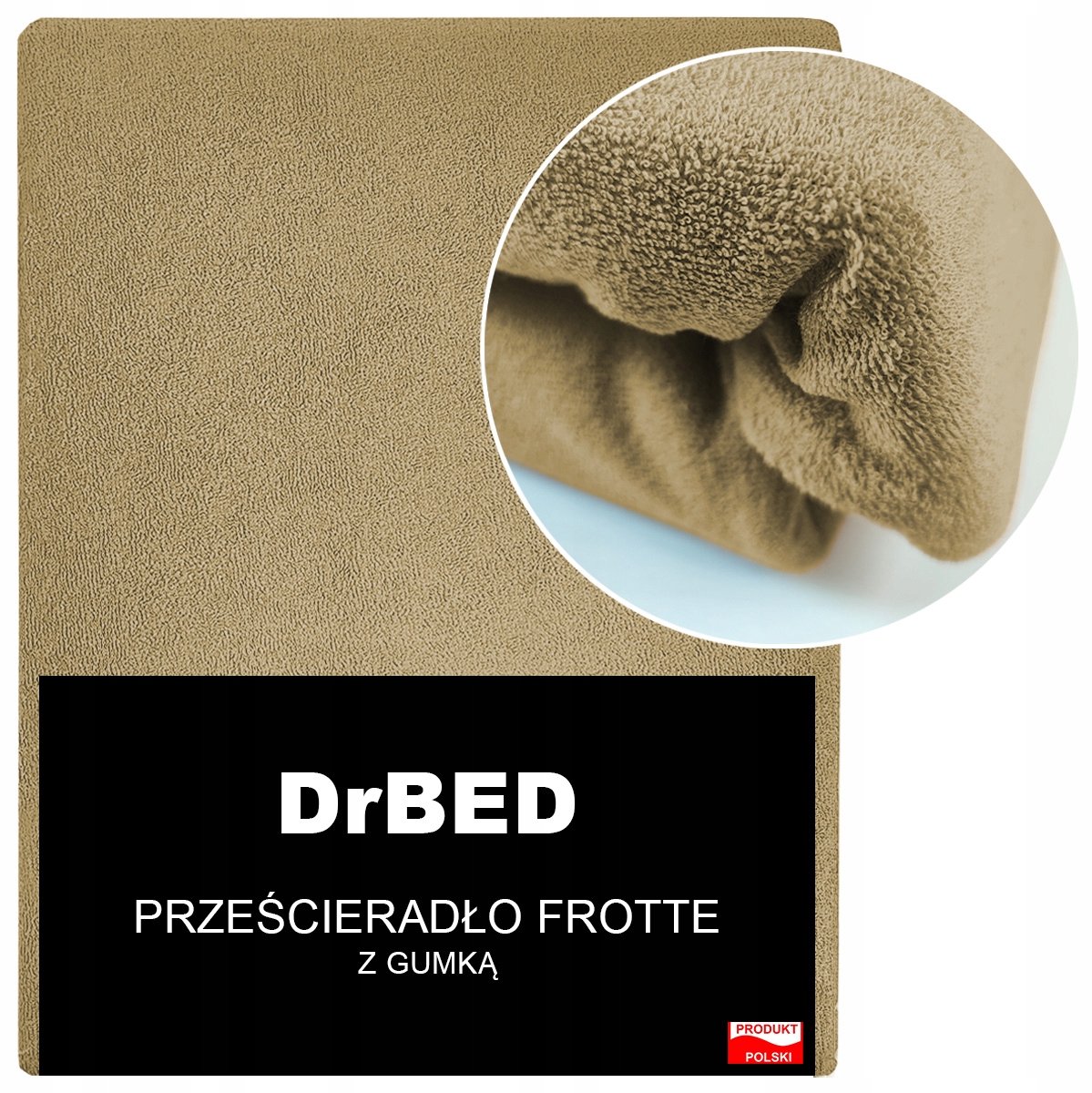 DrBED - Hoeslaken - Frotte - 180x200 - Ciemny Beżowy
