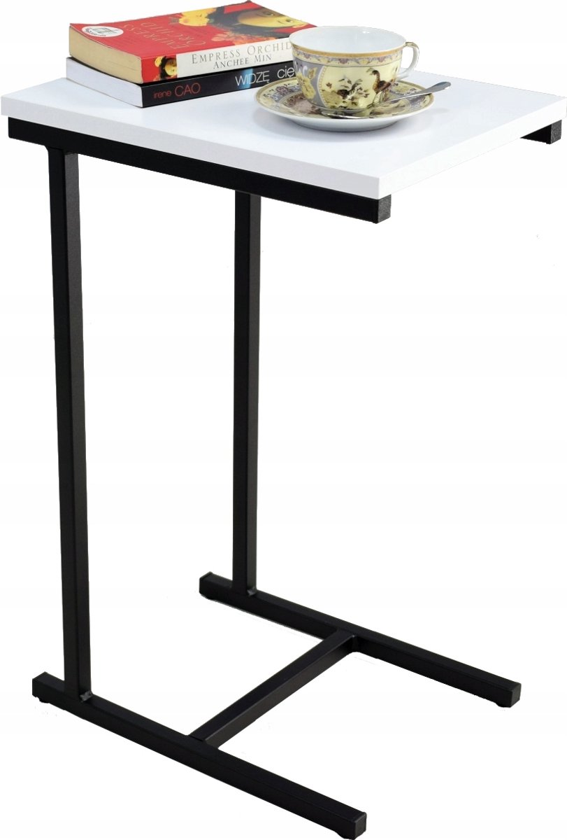 FutuStal EKO - Bijzettafel - Zwart Mat - Wit Mat Blad