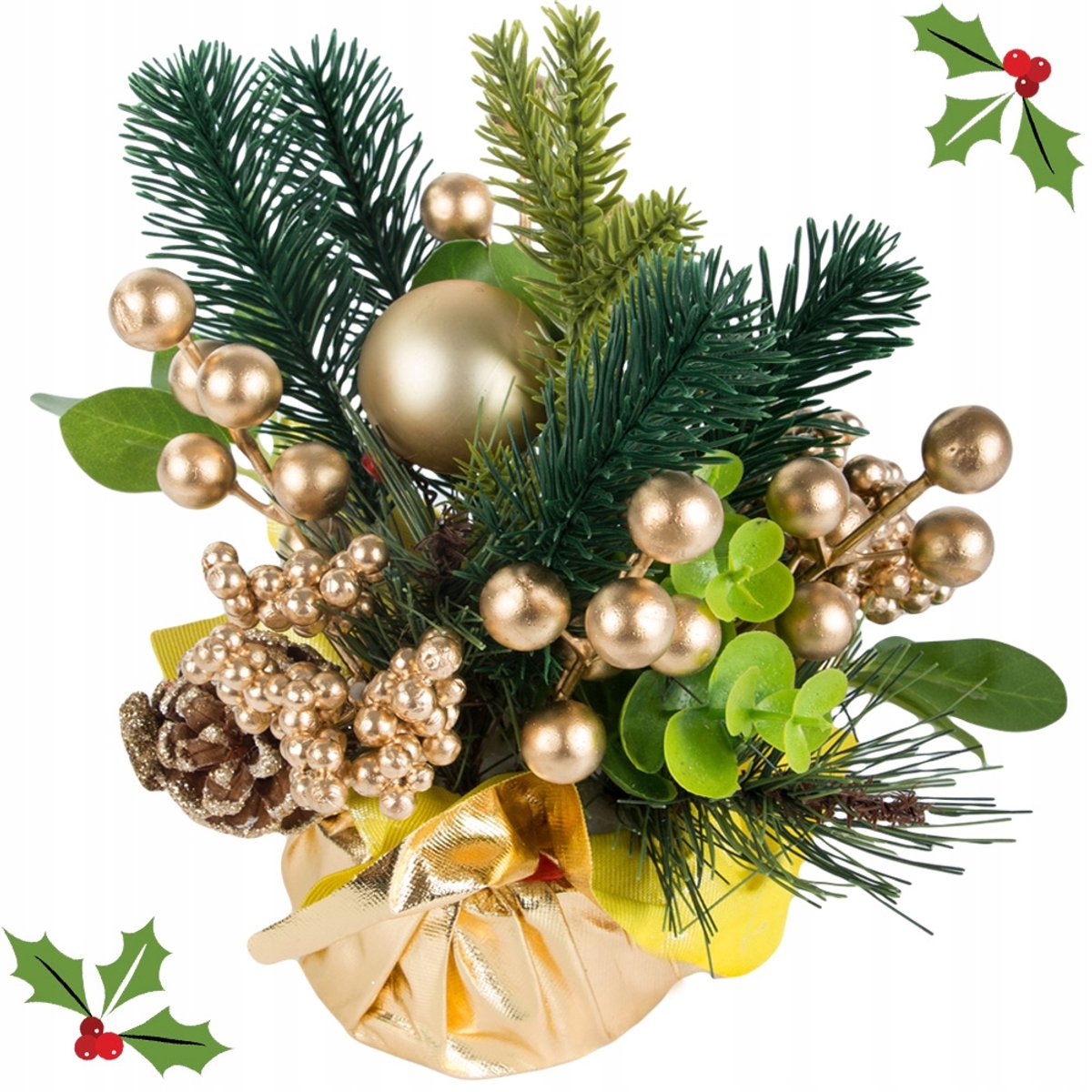 Hangzhou A Link Star Technology - Kerststukje - Goudkleurig - 20 cm - Elegante Tafeldecoratie - Inclusief Natuurlijke Dennenappels