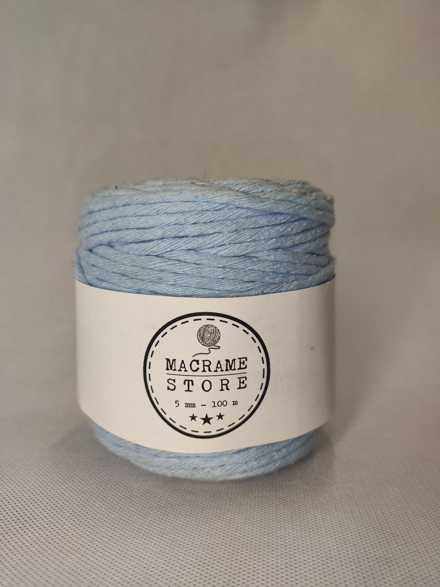 WIGO Tech - Macramekoord - Katoen - Blauw - 5MM/100M