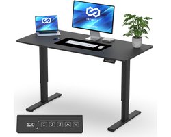 Infinity Goods Zit Sta Bureau Elektrisch Verstelbaar - 120 x 60 CM - Geheugenfunctie - Zwart