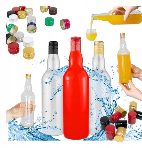 Bimberek Monopol Serie - Glazen Fles - 700ml - Inclusief Deksels van Merkloos — afbeelding 5