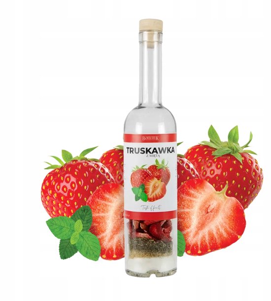 Bimberek - Flesje Eigen Likeur - 500ml - Gevriesdroogd Fruit - Aardbei Munt van Bimberek — afbeelding 5