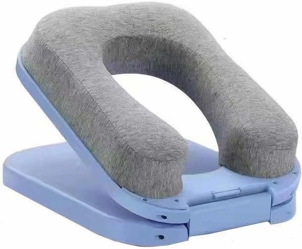 Opvouwbaar draagbaar desktopkussen, geschikt voor rusten, verstelbaar, geschikt voor kantoor en school, buigbaar om te slapen, geheugen katoen reis hoofdsteun kussen, blauw, 1 pak