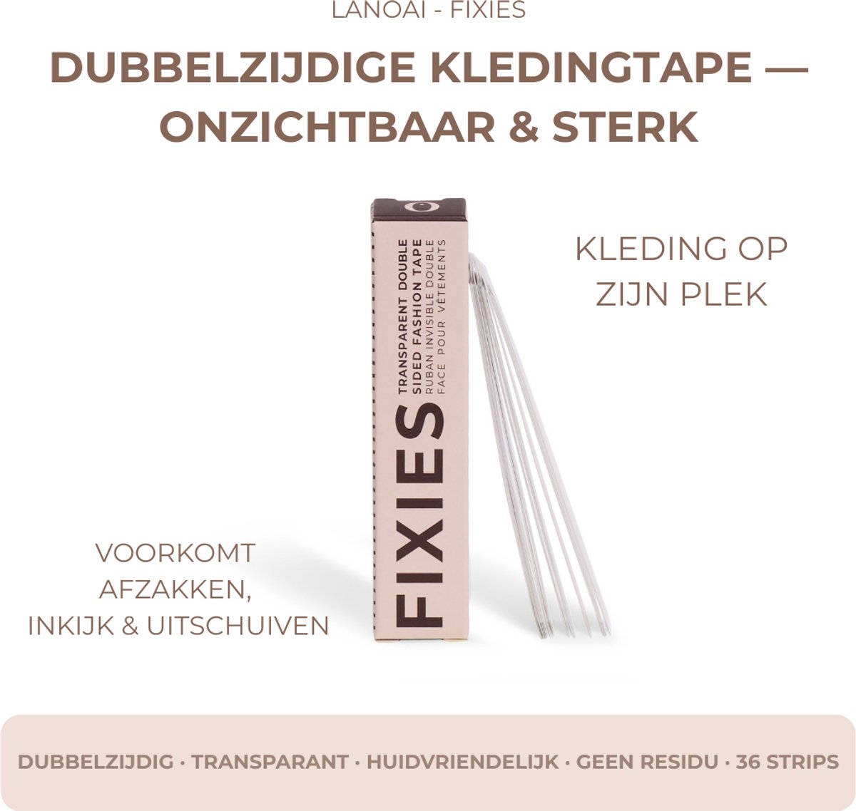 Lanoai Fixies - Fashion Tape voor Kleding - Dubbelzijdig - Transparant - Sterke grip - Multifunctioneel