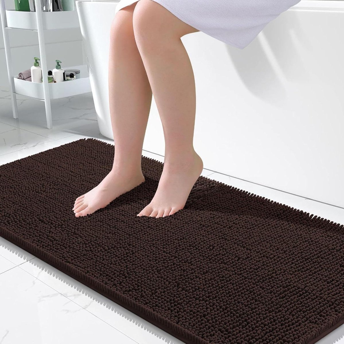 Badkamertapijt - Zachte badmat - Voeten drogen - Extra absorberend - 47x24 inch - Bruin