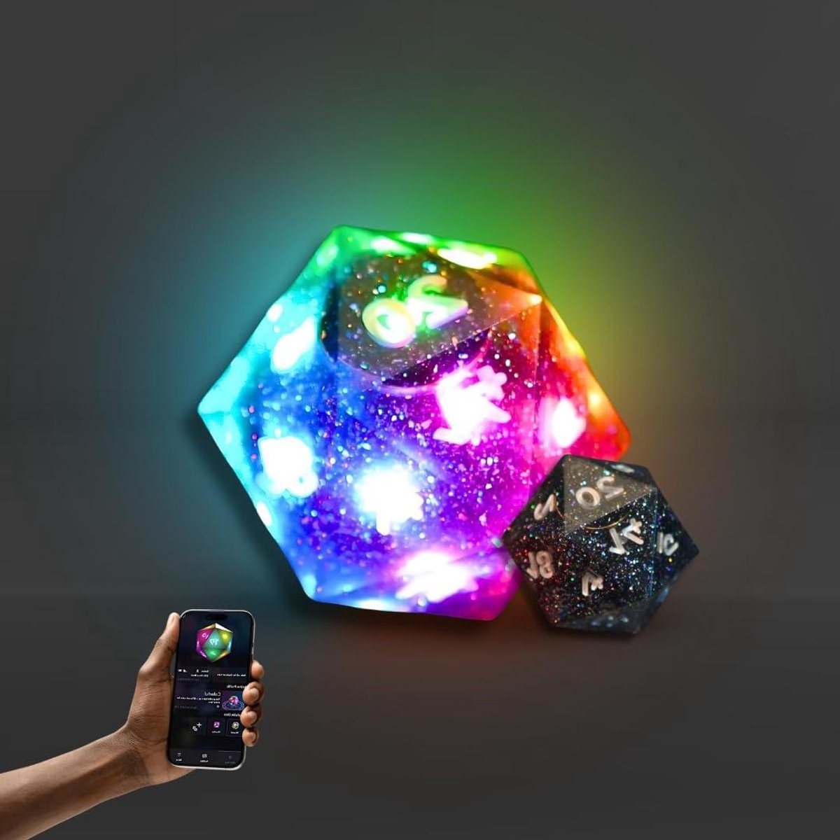 Elektronische Dobbelsteen - Veelvlaks Dobbelsteen - Tafelspel Avonturen - Bluetooth Connectiviteit - 38 mm - Midnight Galaxy