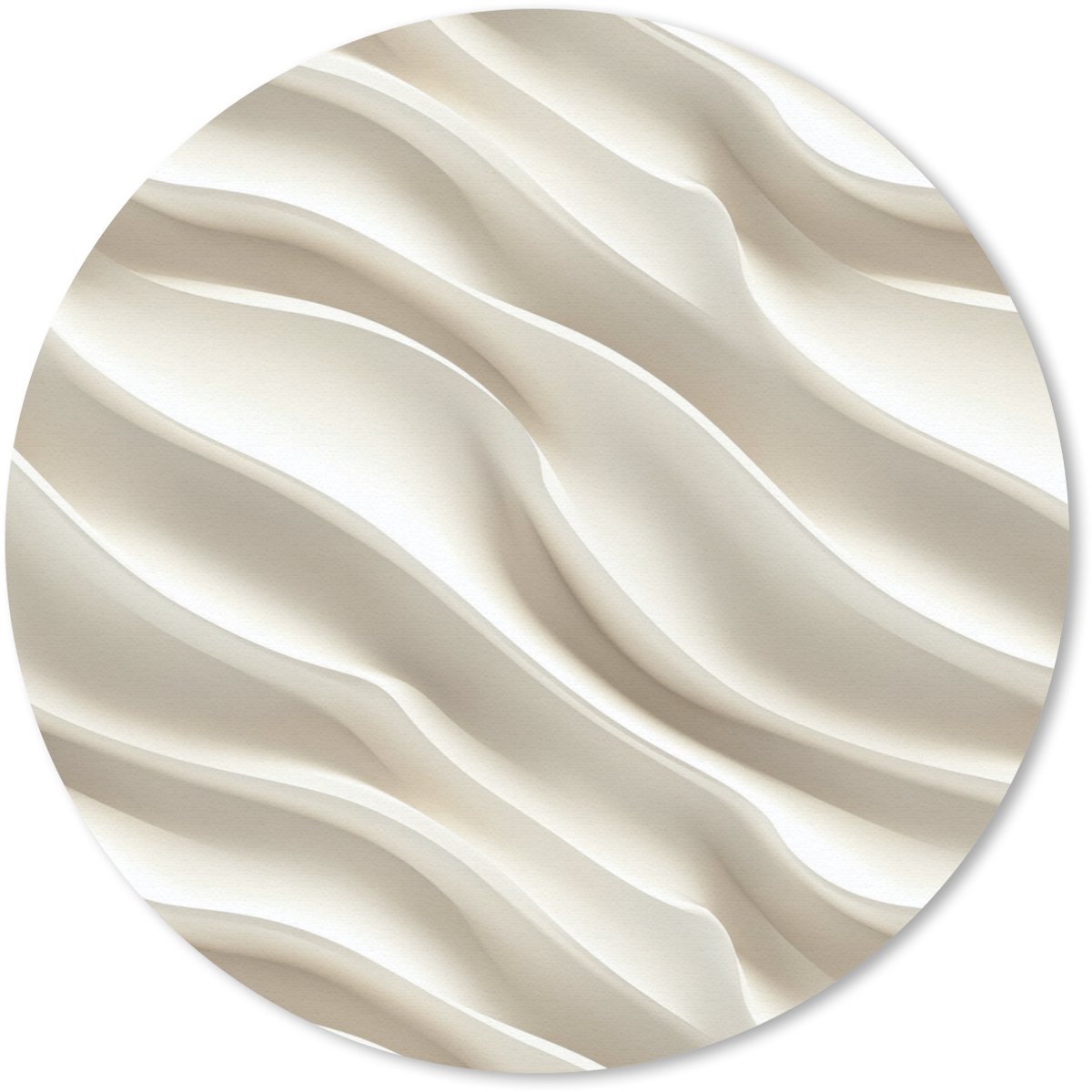 Muismat rond 50x50 cm - Mousepad Diagonaal - Golven - Crème - Ronde muismatten
