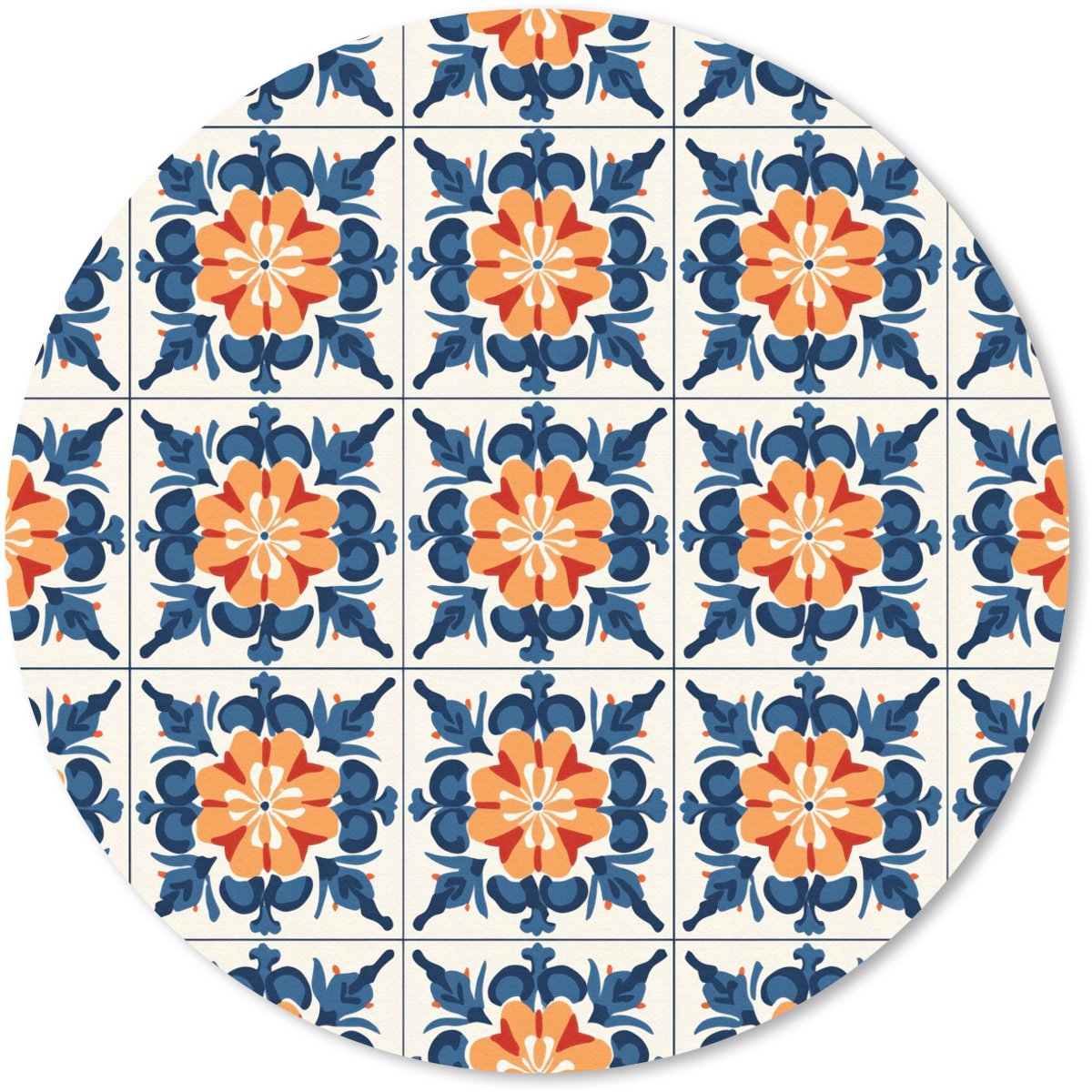 Muismat rond 20x20 cm - Mousepad Traditioneel - Tegel - Oranje - Ronde muismatten