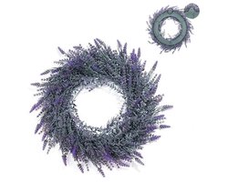 45cm Kunstmatige Lavendel Krans - UV-bestendige Landelijke Decoratiekrans voor Binnen en Buiten, Ideaal voor Voordeur, Openhaard, Bruiloft en Lente Decoratie