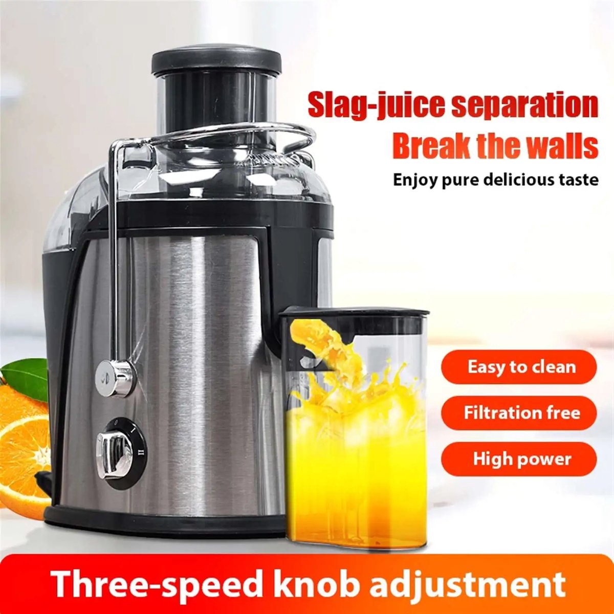 smoothie Blender - Mixer - Brede Voerbak - Dual Speed - groentepers - snelle sapcentrifuge - Slowjuicer voor Groenten & Fruit thumbnail 2