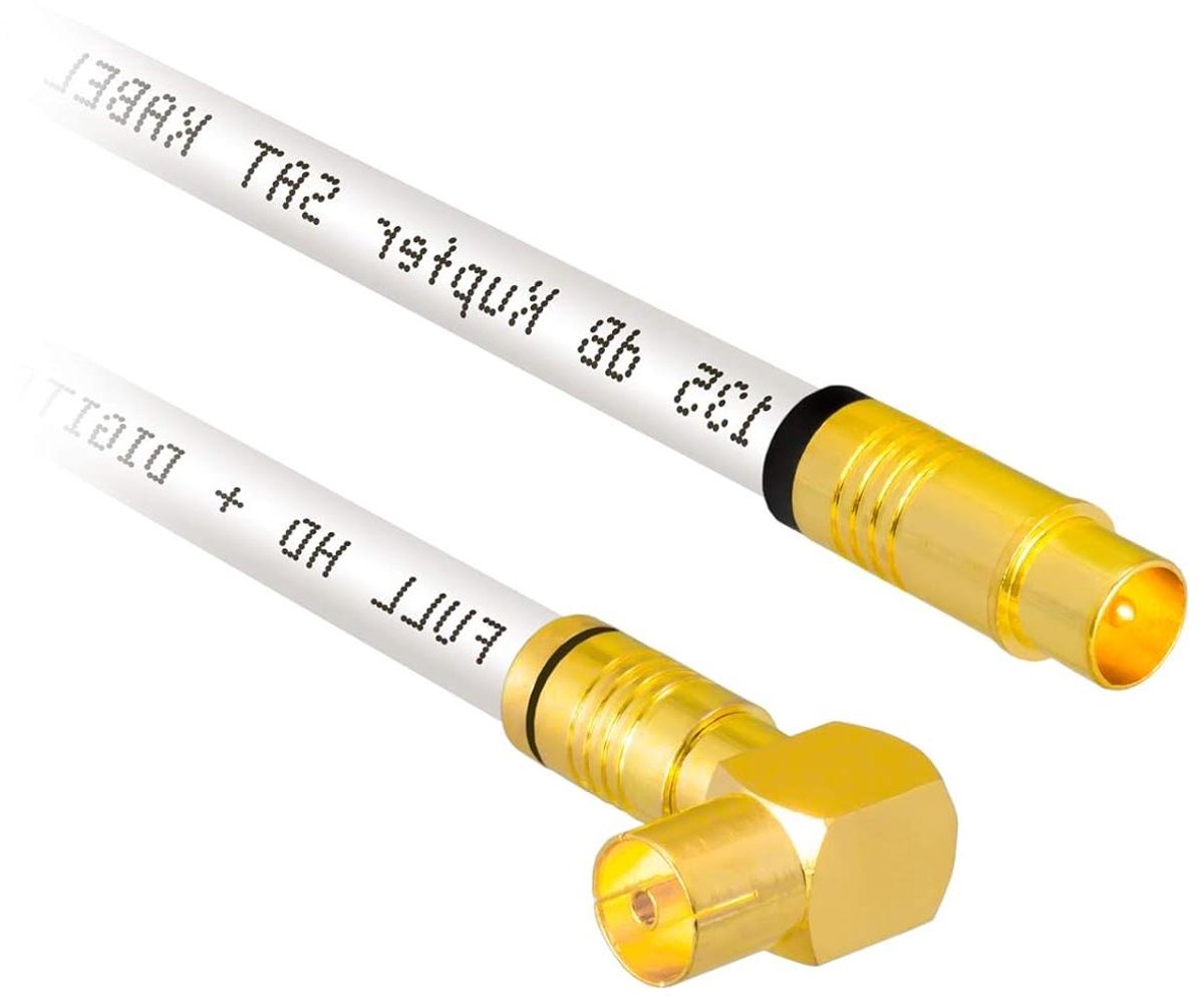 Antennekabel Coaxiaal - Kabel TV - Digitale Signalen Ontvangen - 5-voudig Afgeschermd - 4 Meter - Wit