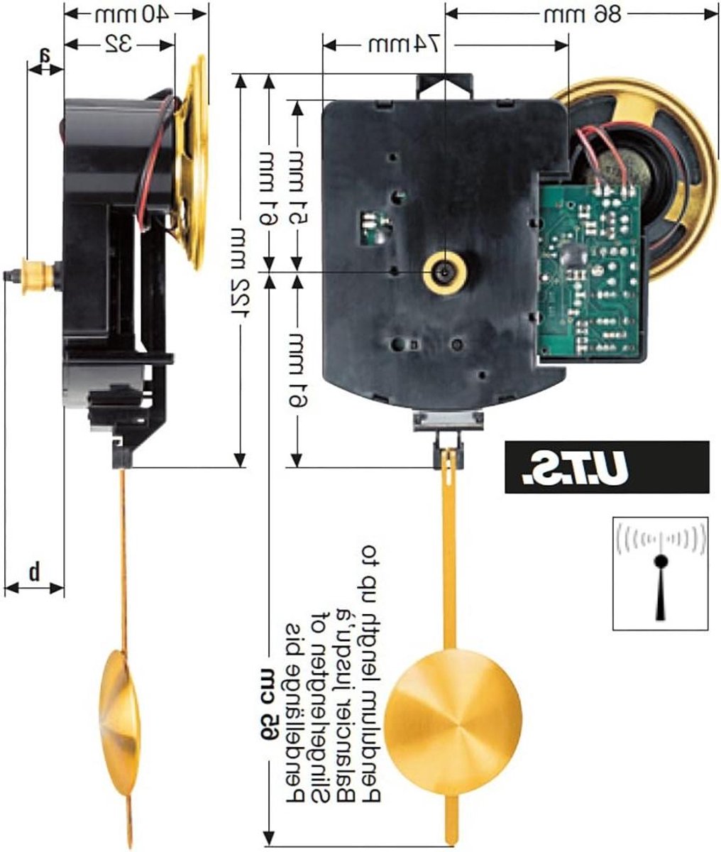 Pendelwerk met slag - Elektronisch uurwerk - Klok reparatie - Duitse technologie - 14 cm - Zwart