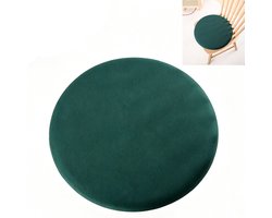 Rond kussen - Dubbelzijdig kussen - Kussen van traagschuim - Buitenkussen - Wasbaar kussen - 30x30x3 cm - Zacht en comfortabel - Afneembaar - Geschikt voor binnen, buiten, in de tuin, in de auto en op kantoor - Donkergroen
