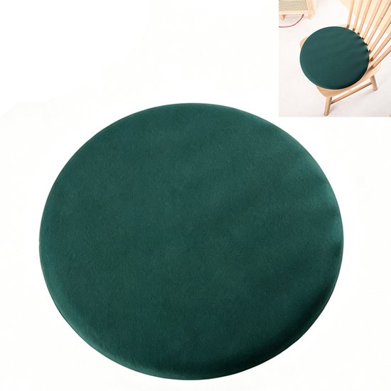 Rond kussen - Dubbelzijdig kussen - Kussen van traagschuim - Buitenkussen - Wasbaar kussen - 30x30x3 cm - Zacht en comfortabel - Afneembaar - Geschikt voor binnen, buiten, in de tuin, in de auto en op kantoor - Donkergroen