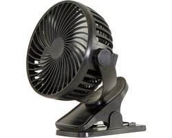 Fullcomfort A-Flow Clip-On Mini ventilator - Zwart - USB ventilator - Draadloze ventilator - Oplaadbare ventilator - Kinderwagen Ventilator - Ventilator met klem - USB Oplaadbaar - Stil - Draaibaar - 3 Windsnelheden