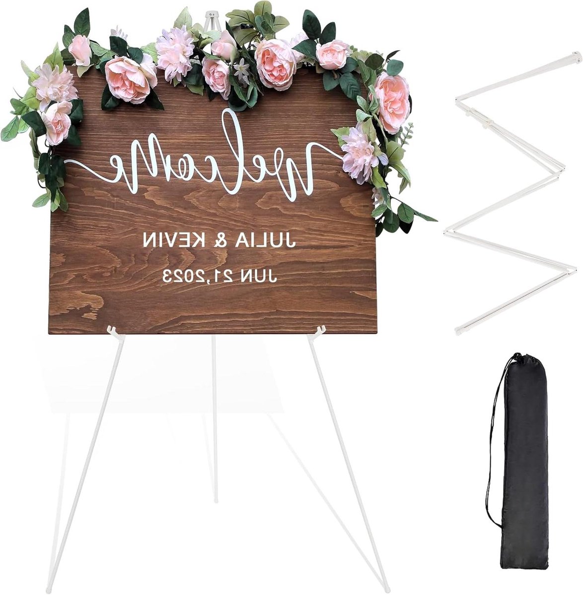 Display Ezel Stand - Kunst Ezel - Presentatie Borden - Snel Op te Zetten - 63 Inch Hoog - Wit