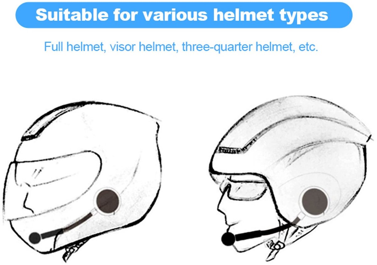 SPHProducts - Helm Bluetooth Headset - Motorhelm Headset - Handsfree Bellen - Hoofdtelefoon - Hoge Geluidskwaliteit - Communicatiesysteem - Geschikt v thumbnail 2