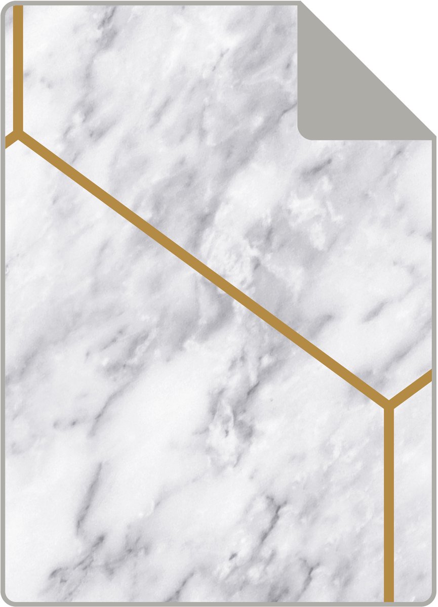 Proefstaal Origin Wallcoverings behang hexagon met marmer effect wit, grijs en goud - 26.5 x 21 cm - 347808-S