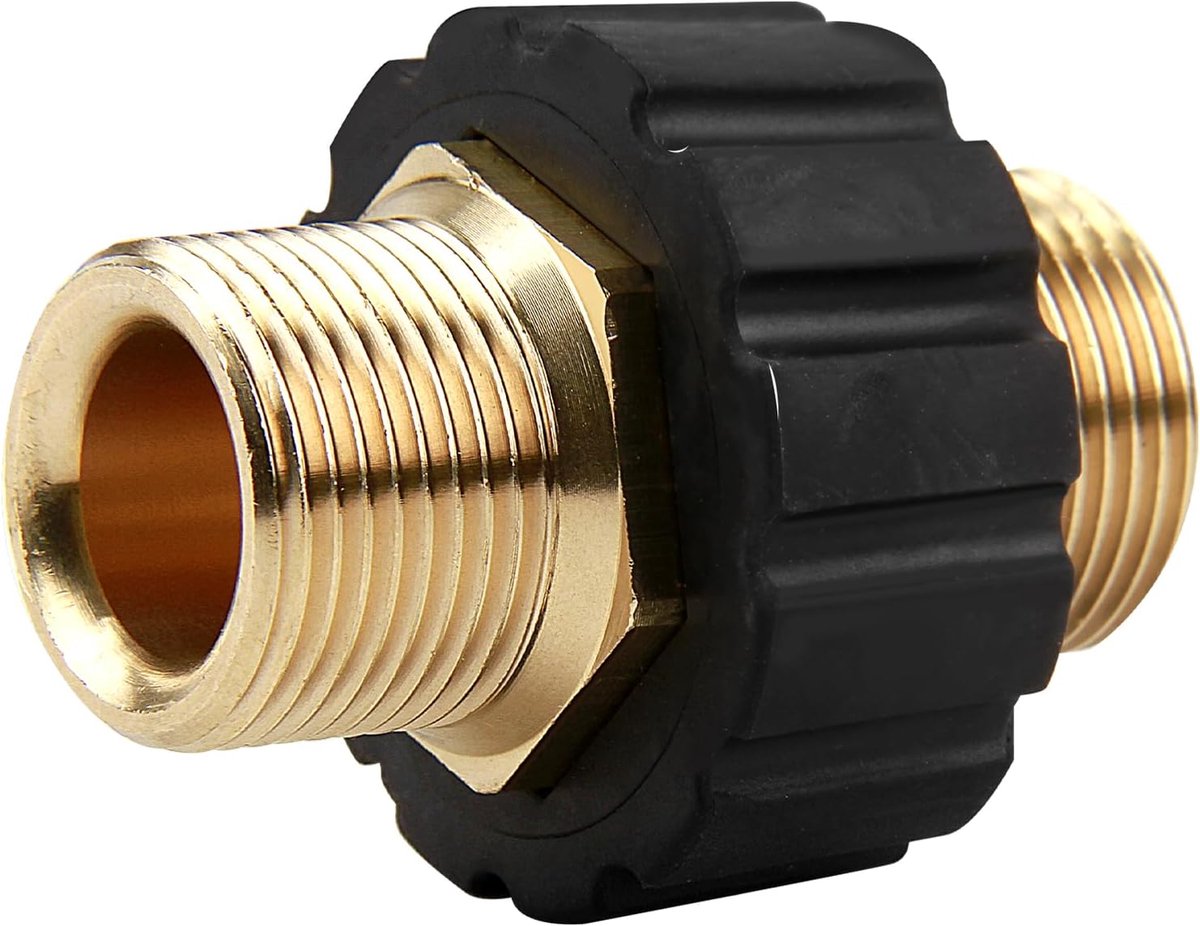 Allecto Plus - Snelkoppelingsadapter M22 x 15 voor hogedrukreiniger - messing koppeling - robuust en duurzaam - 14 mm binnendiameter - geschikt voor K HD & HDs-series.