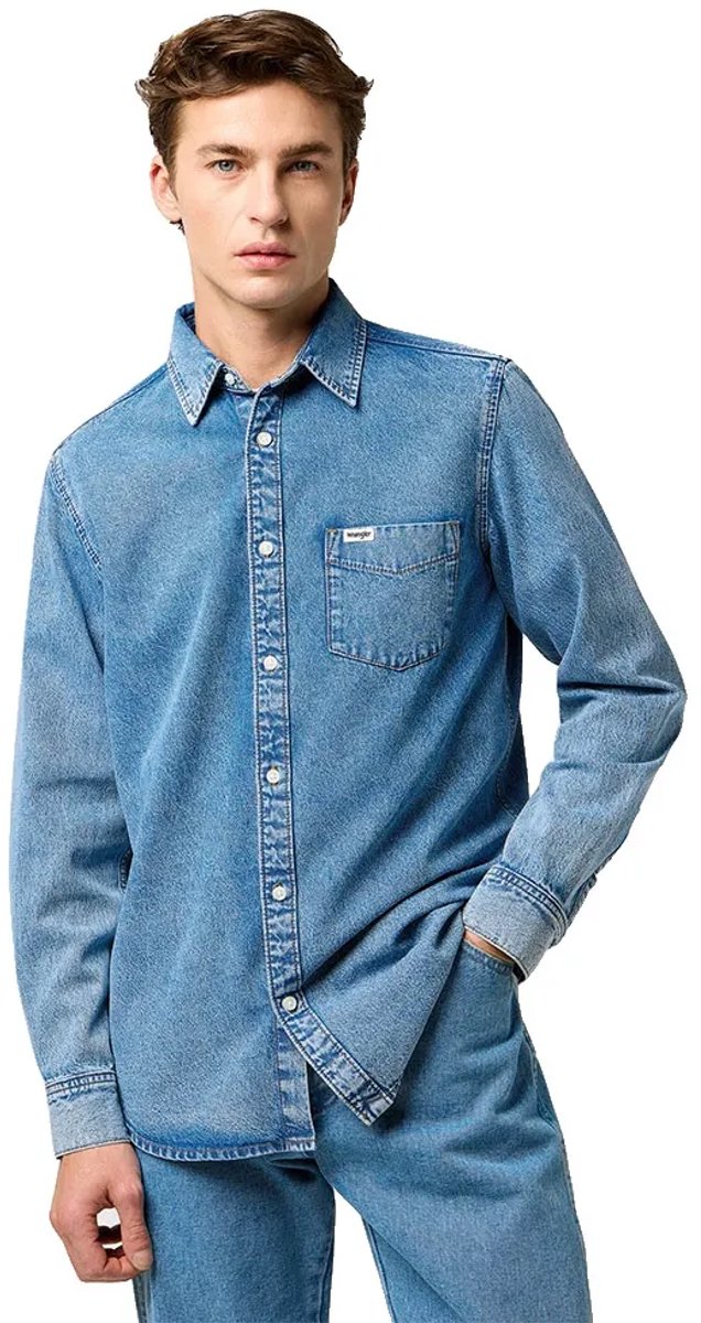 Wrangler 1 Pocket Regular Fit Overhemd Met Lange Mouwen XL Man Indigo Valley