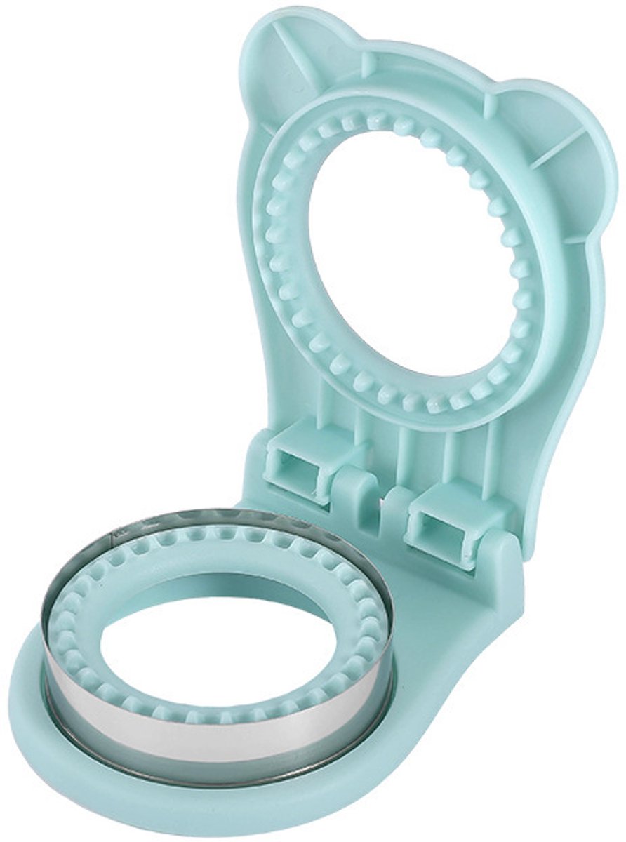 Sandwichmaker zonder randen, ronde sandwichsnijder en -sluiter, geschikt voor kinderontbijt en lunchtrommels, lichtblauw, 16,5 x 12,5 cm
