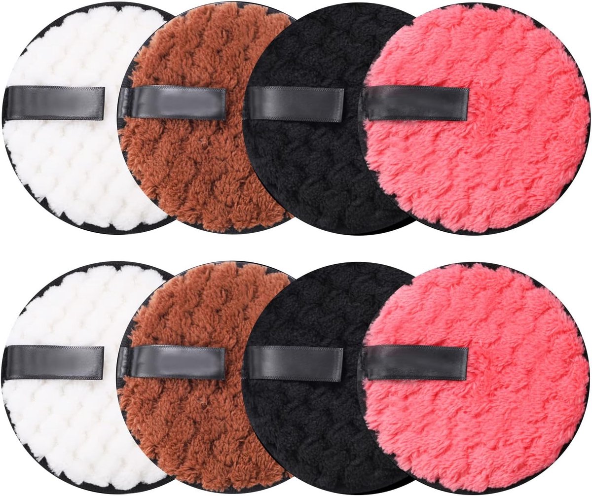 Wasbare Katoenen Makeup Remover - Verpakking van 8 - Herbruikbaar - Zachte Microfiber Gezichtsdoekjes - Dubbelzijdig voor Gezichtsreiniging en Huidverzorging (11.5 cm, 4 Kleuren)