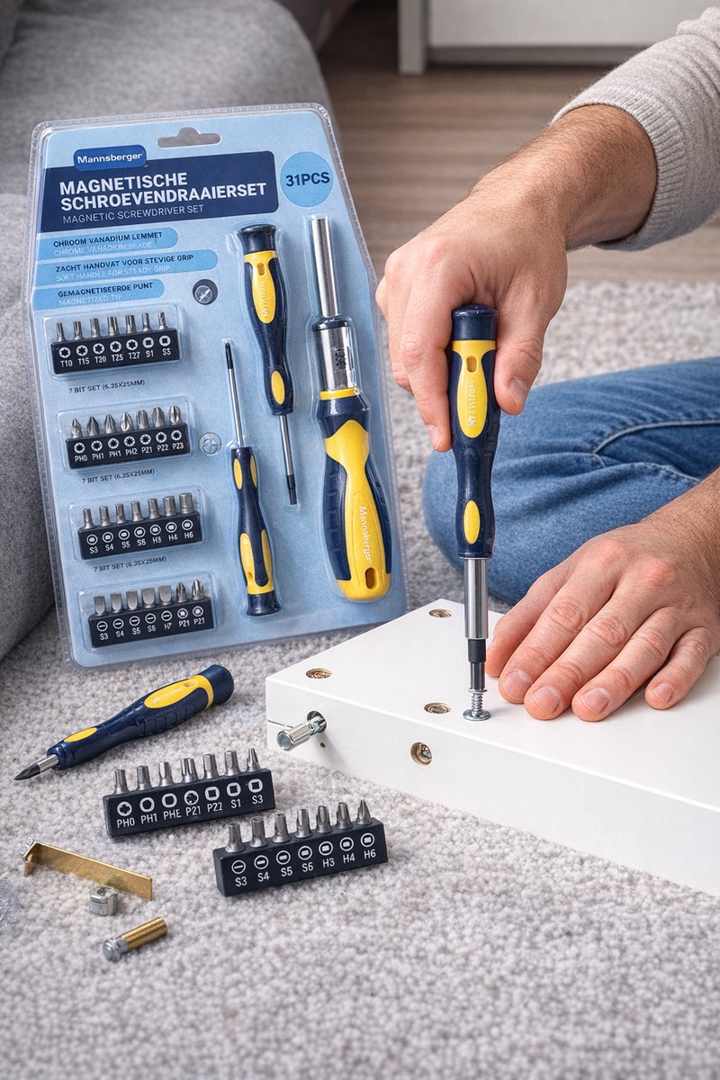 Magnetische Schroevendraaierset 31-delig – Inclusief Bits – Ergonomische Handgreep – Chroom Vanadium – Precisie & Kracht