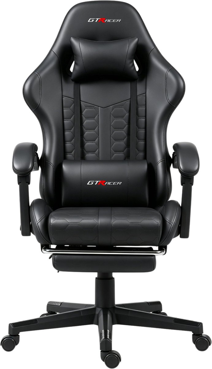 Bol.com GTRacer - Game Stoel Met Voetensteun - Gaming Stoel - Ergonomische Bureaustoel - Gamestoel - Verstelbaar - Gaming Chair ... aanbieding