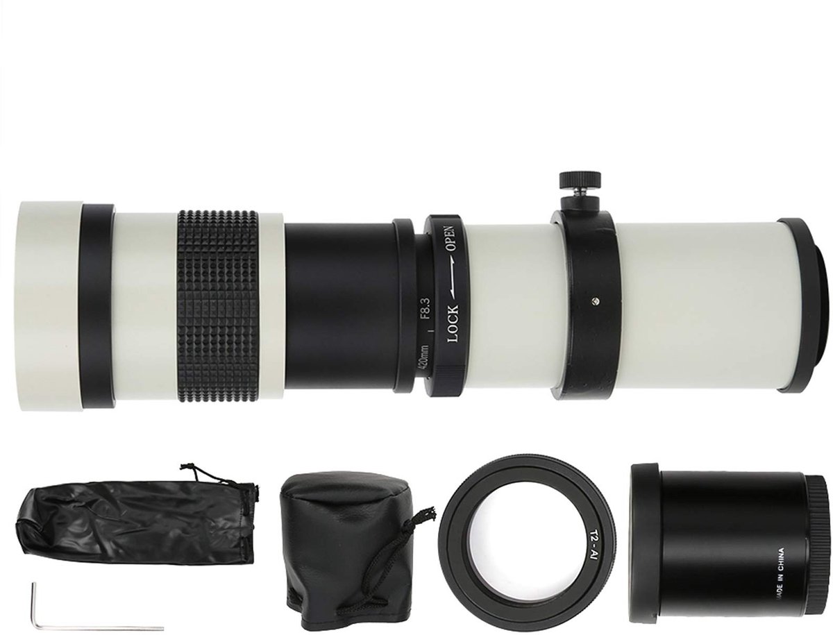 Store_9 - Krachtige 420-800 mm F8.3-16 handmatige scherpstelzoomlens - Teleconverter - Wit - Camera lens - Voor fotografen - Alledaagse gebruik