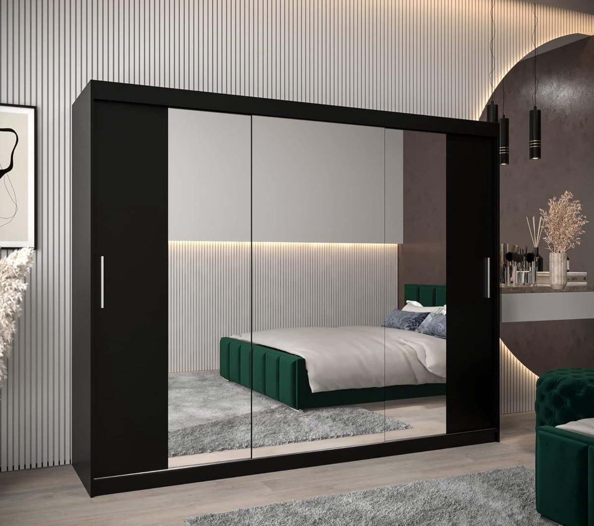 Industriële Tokyo Luxe Schuifdeur Garderobekast met Spiegel 250 cm