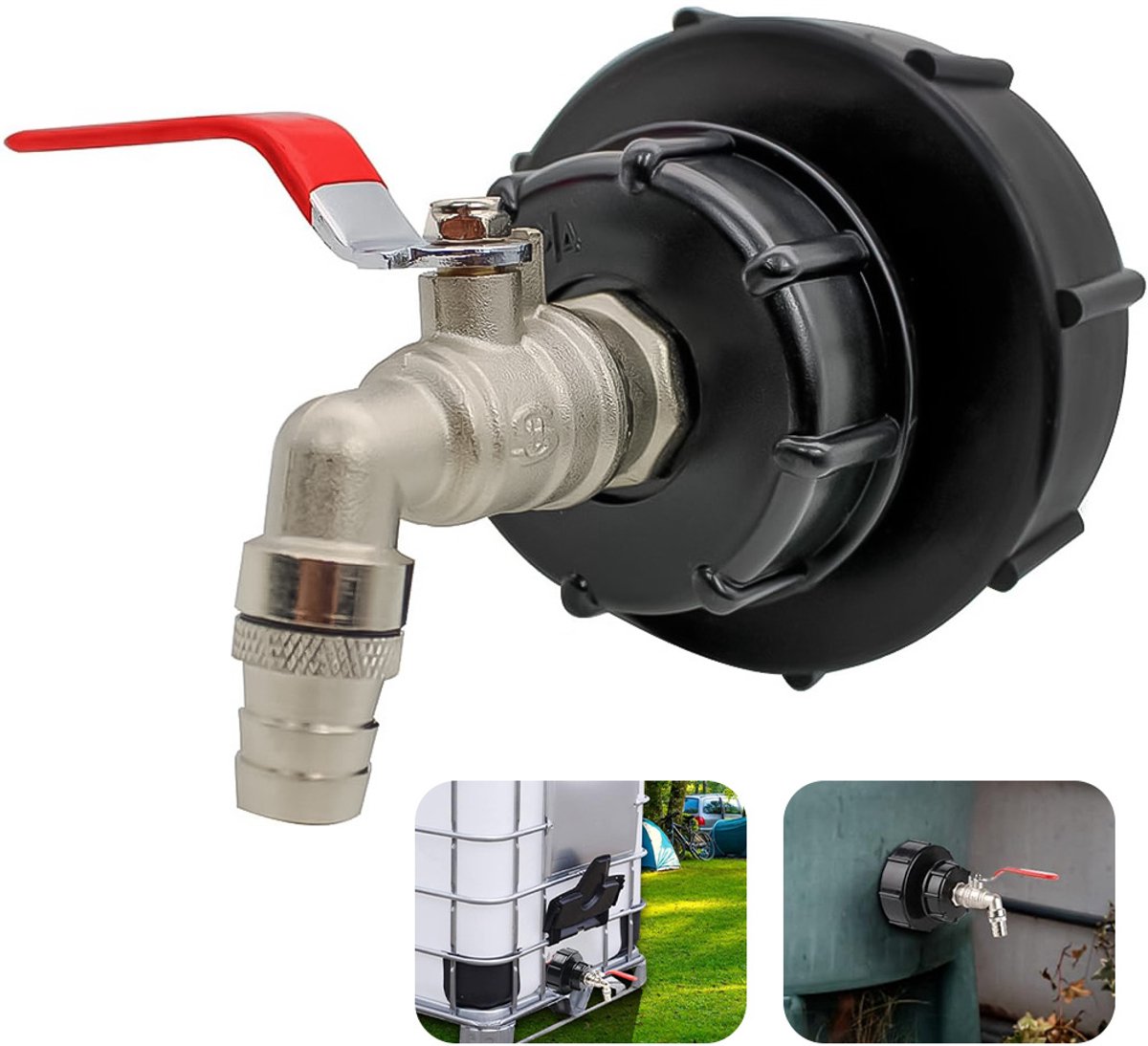 IBC-Uitlaatkraan - Accessoires - IBC -Tankadapter - IBC'S 3/4 Inch (9,9 Cm) Voor IBC-Tank - 1000 L, Watervat Voor Buiten, Tuin, Watertank, Regenreservoir - Uitgang S60X6